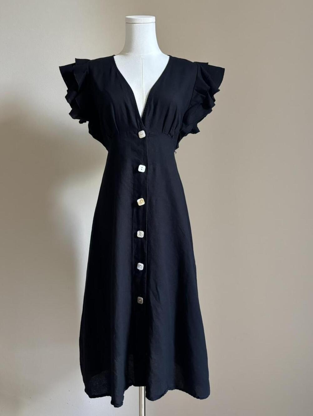Charlie Holiday Black Linen Blend Dress - Picture 6 of 8